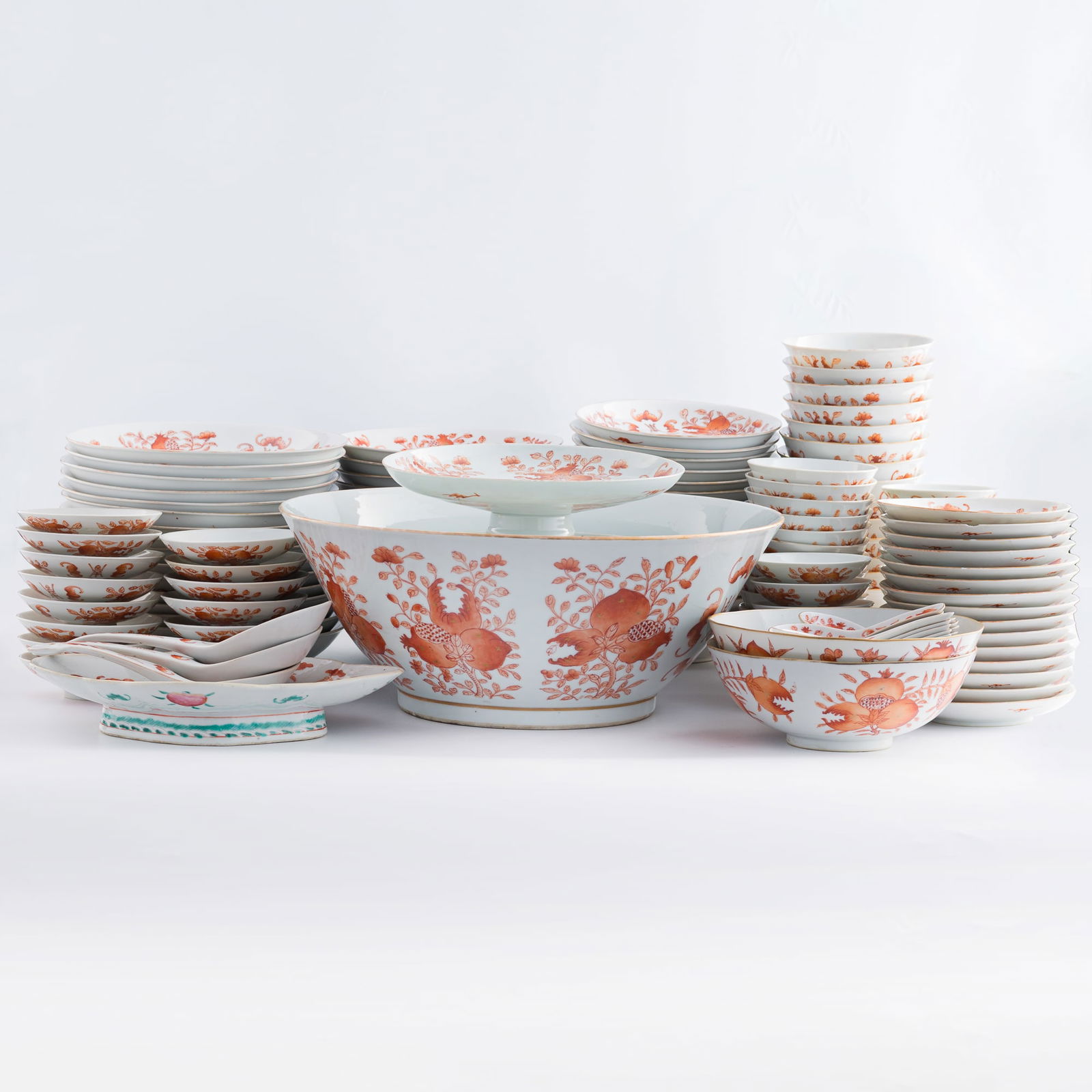 A set of Chinese iron red dinning set, late 19th century (1 of 20)