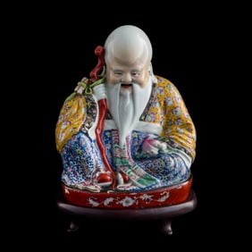 A Chinese famille rose statue of Shou, Republic period