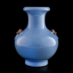 A Chinese clair-de-lune beast-handled vase, 19th century