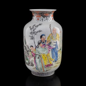 A Chinese famille rose lantern vase, Republic period