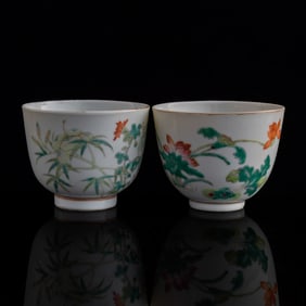 Two Chinese famille rose 'flower' cups, 19th century