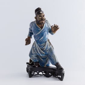 A Chinese Shiwan-kiln statue of Zhong Kui, 19th century