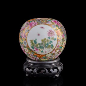 A Chinese gold-ground famille rose 'mille fleur' water coupe, Republic period