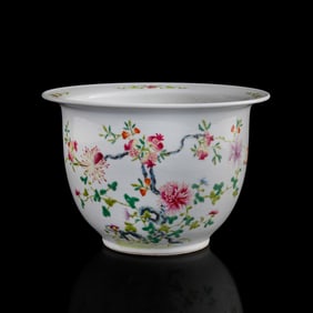 A Chinese famille rose 'floral' jardiniere, late 19th century