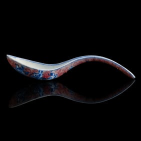 A Chinese blue and copper-red-underglazed spoon, Qianlong period, Qing dynasty