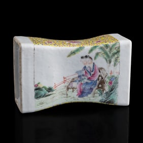 A Chinese famille rose 'children playing' pillow, Republic period