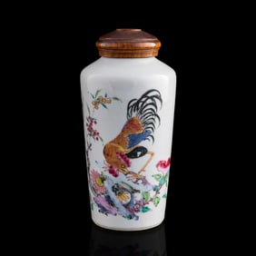 A Chinese famille rose 'rooster' jar, Yongzheng period, Qing dynasty