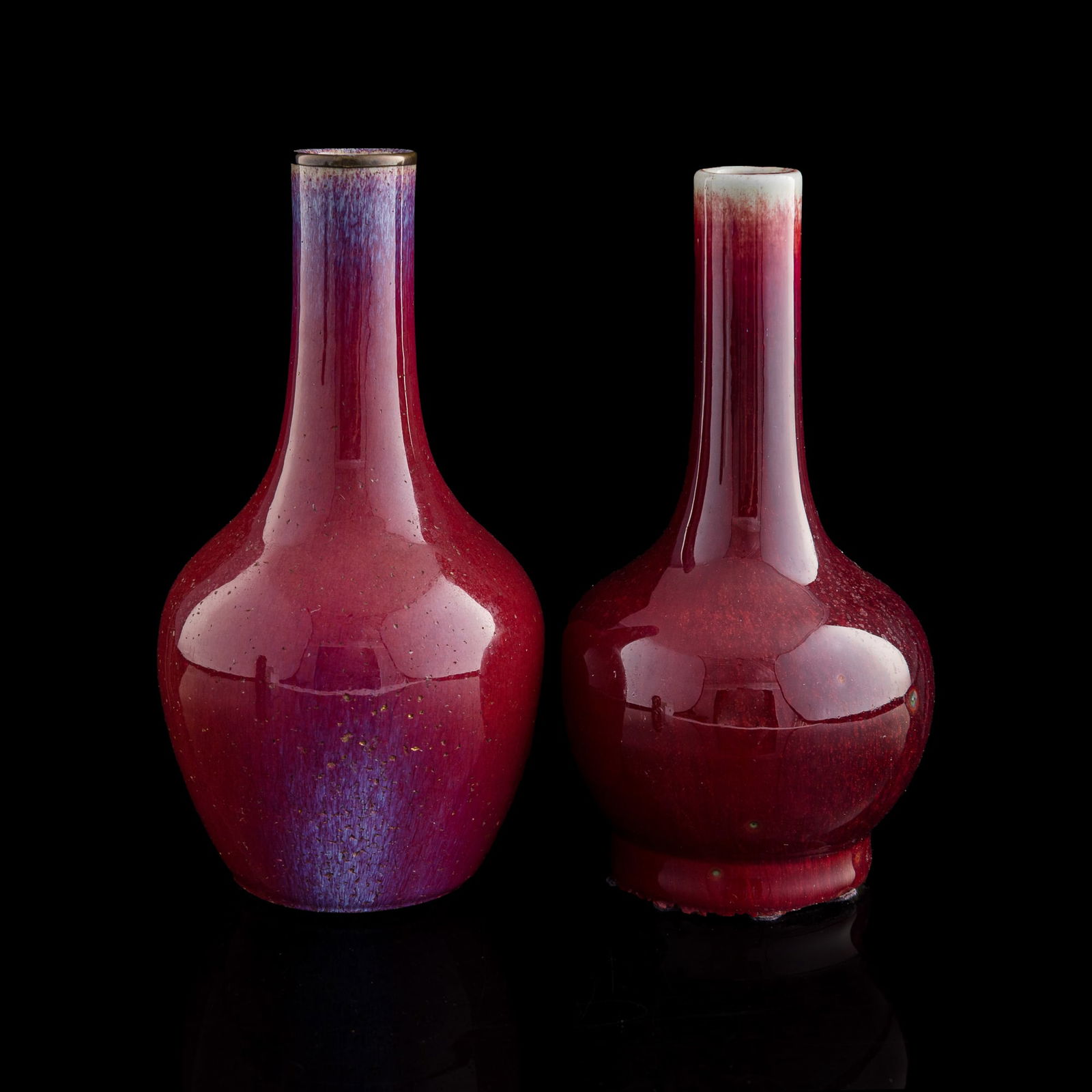 Two Chinese flambe tianqiu vases, early 19th century (1 of 9)