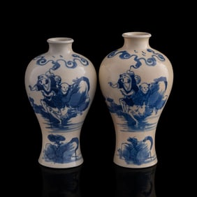 Two Chinese blue and white meiping vases, 19th century