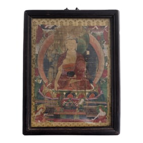 A framed Tibetan Thangka, Ming dynasty