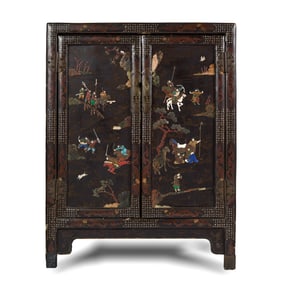 A Chinese precious stone-inlaid lacquer cabinet, 17th/18th century