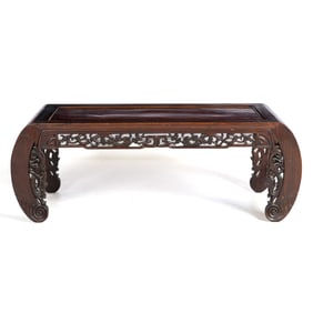 A Chinese cherrywood-inlaid hardwood Kang table, 19th century