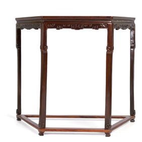A Chinese hardwood trapezoidal half table, 19th century
