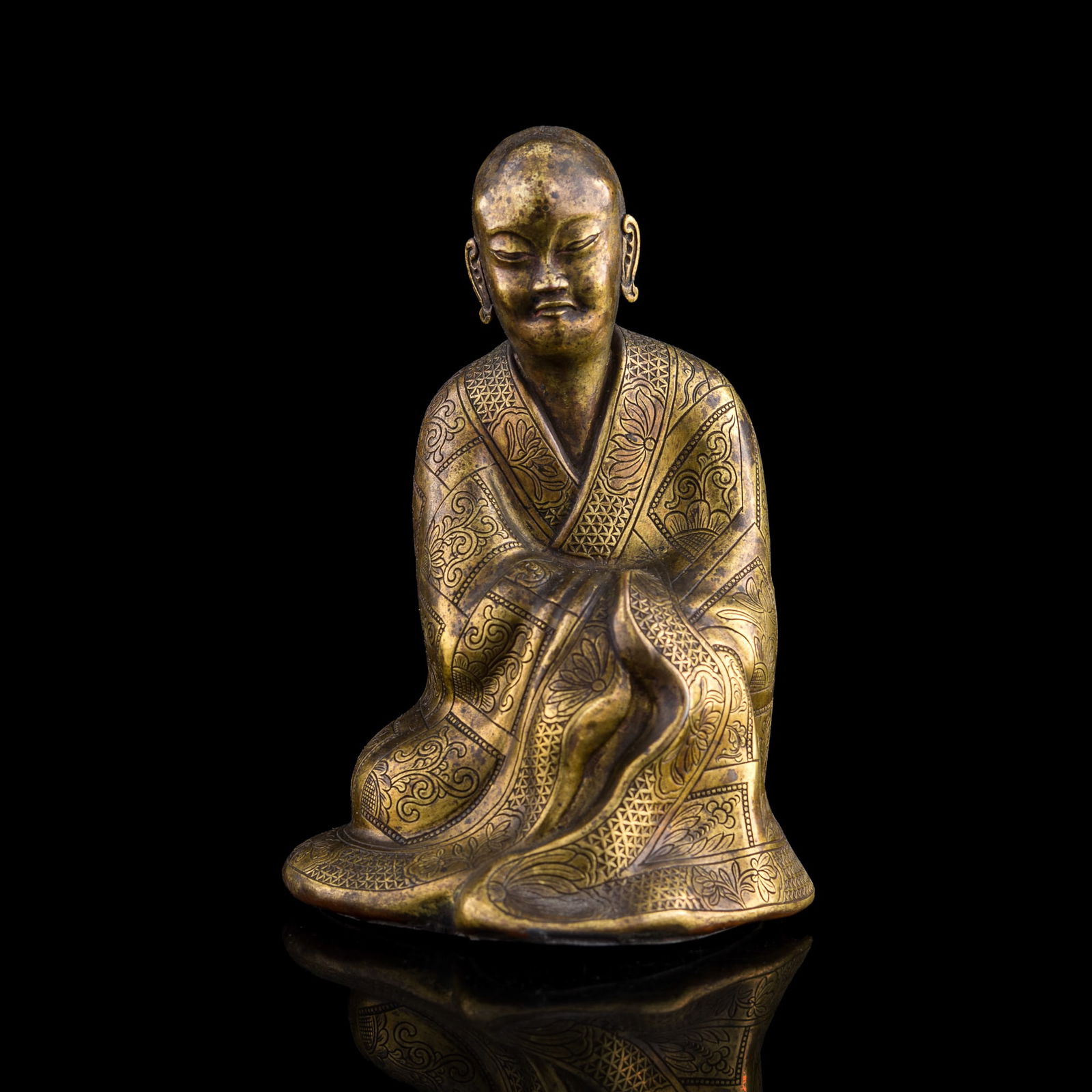 A Chinese bronze Luohan, 19th century (1 of 9)