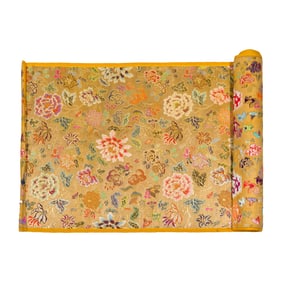 A bolt of Chinese brocaded 'floral' satin, late 19th century