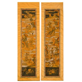A pair of Chinese kesi 'immortals' panels, 19th century