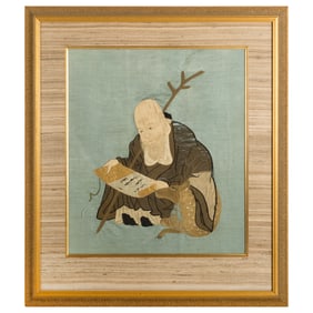 A Chinese 'Shou' embroidery, late 19th century