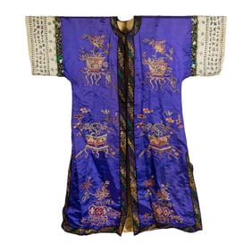 A Chinese purple-ground embroidered lady's robe, 19th century