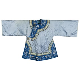 A Chinese blue-ground embroidered lady's robe, 19th century