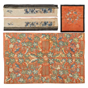 Four pieces of Chinese embroideries, 19th century