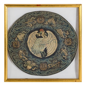 A Chinese kesi 'crane' roundel, 18th/early 19th century