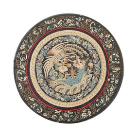A Chinese roundel black-ground ranking badge, 19th century