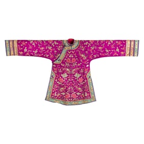 A Chinese purple-ground embroidered lady's robe, 19th century