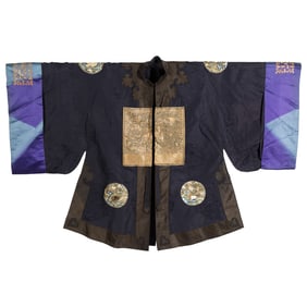 A Chinese slate blue-ground lady's robe, 19th century
