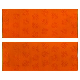 A pair of Chinese apricot yellow-ground 'floral' embroideries, 19th century