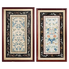 Two Chinese embroideries, 19th century