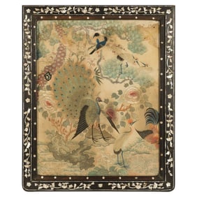 A Chinese Cantonese 'peacock' embroidery, late 19th century