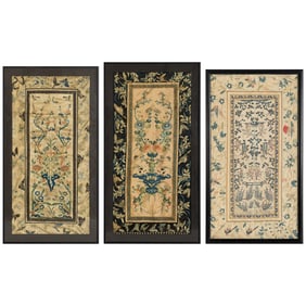 Three Chinese embroideries, 19th century