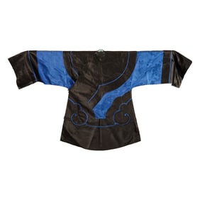 A Chinese black-ground embroidered lady's robe, 19th century