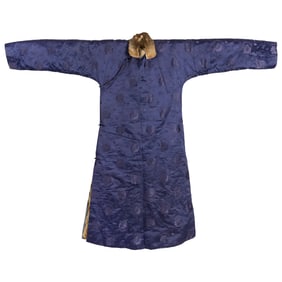 A Chinese slate-blue satin coat with fur lining, Republic period