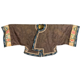 A Chinese brownish purple brocade lady's robe, 19th century