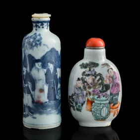 Two Chinese porcelain snuff bottles, 19th century