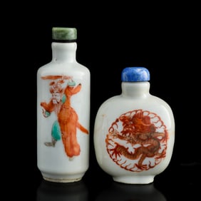 Two Chinese famille rose snuff bottles, 19th century