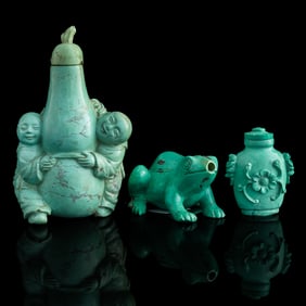 Three Chinese turquoise snuff bottles, early 20th century