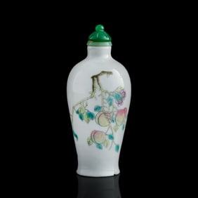 A Chinese famille rose 'peach' snuff bottle, Republic period