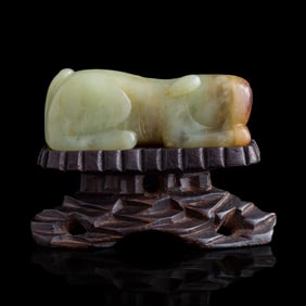A Chinese carved yellow jade beast, Ming dynasty