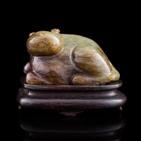 A Chinese carved jade beast, Ming dynasty
