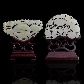 Two Chinese pierced white jade plaques, 18th/19th century