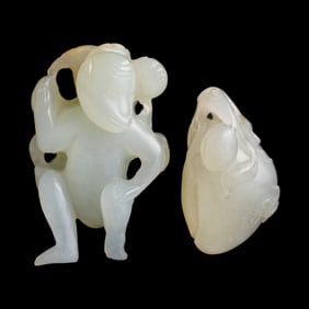 Two Chinese white jade toggles, Qing dynasty