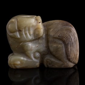 A Chinese carved jade beast, Ming dynasty