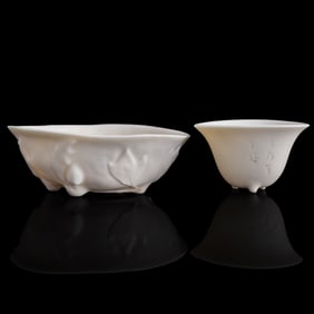 A Chinese blanc-de-chine cup and a Narcissus bowl, 18th/19th century