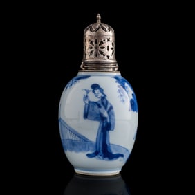 A small Chinese blue and white 'court lady' jar, Kangxi period, Qing dynasty