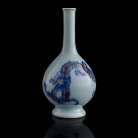 A Chinese blue and copper-red-underglazed dan vase, late 19th century