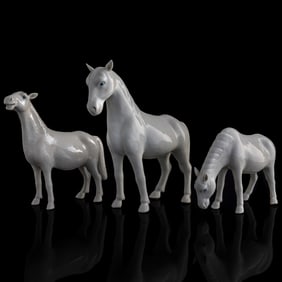 Three Chinese white-glazed horses, Republic period