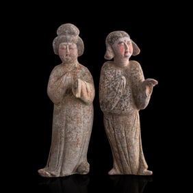 Two Chinese pottery figures, Tang dynasty