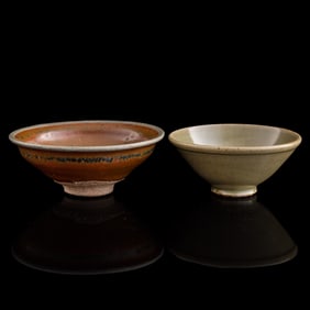 A Chinese Jian-kiln and a Yaozhou-kiln tea bowl, Song dynasty